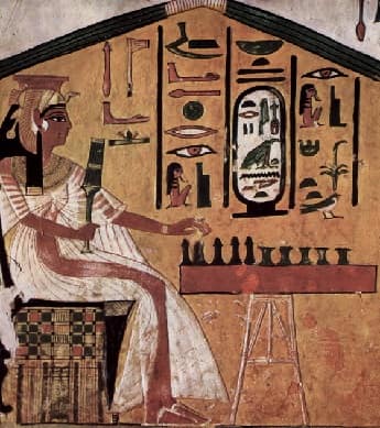 Painting of board game called Senet